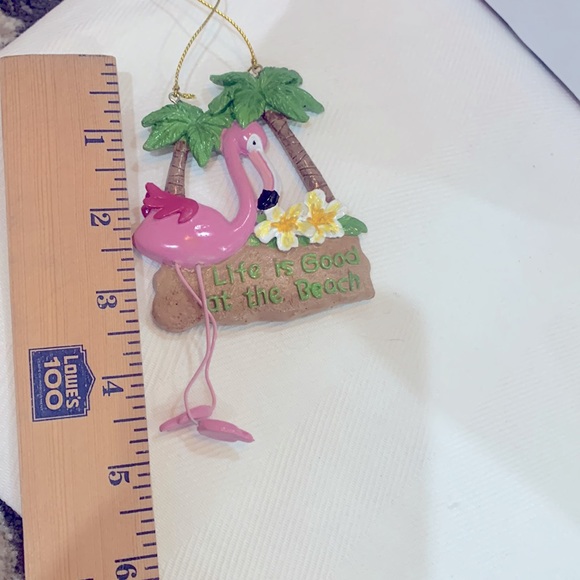 Palm Tree Pink Flamingo Ornament Decoration - Picture 3 of 3